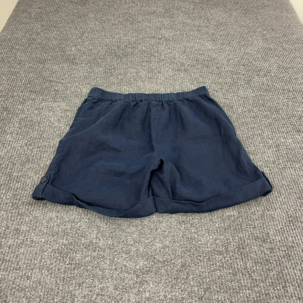 Pure Jill Shorts Women S Navy Linen Cuffed Hem Casual Minimalist Summer